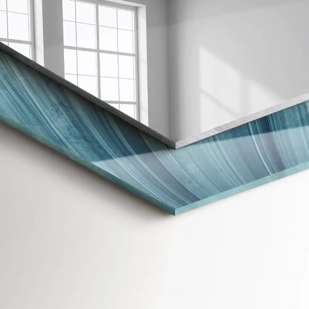 Pravokotne okrasno ogledalo Abstraktne modre črte