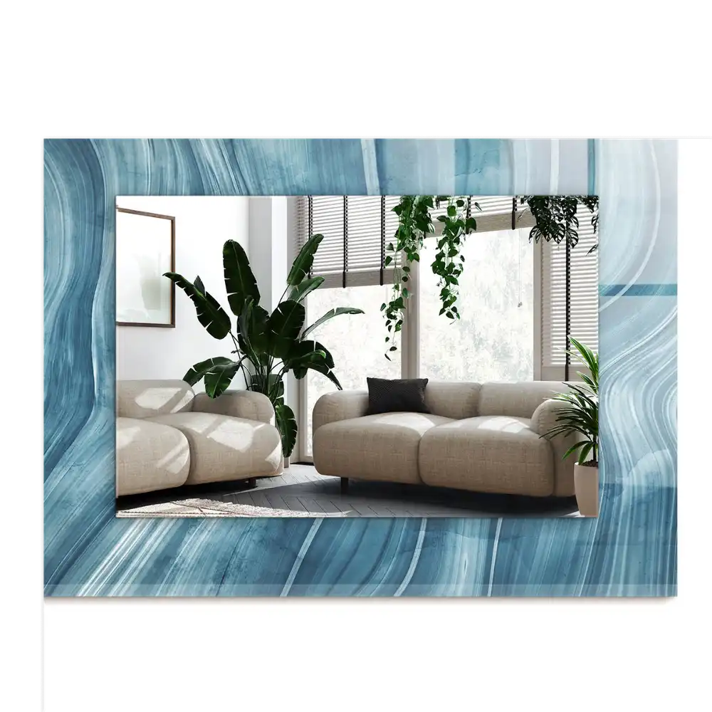 Pravokotne okrasno ogledalo Abstraktne modre črte