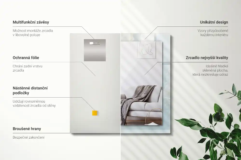 Tiskano pravokotne ogledalo Modri ​​oniks marmor