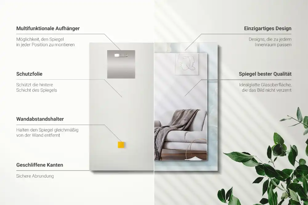 Tiskano pravokotne ogledalo Modri ​​oniks marmor