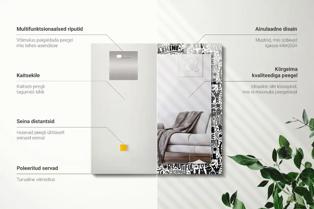 Tiskano pravokotne ogledalo Motivacijski ročno napisani napisi