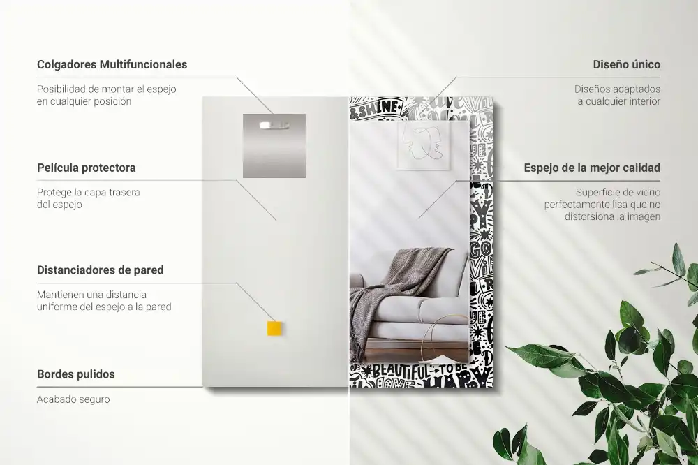 Tiskano pravokotne ogledalo Motivacijski ročno napisani napisi