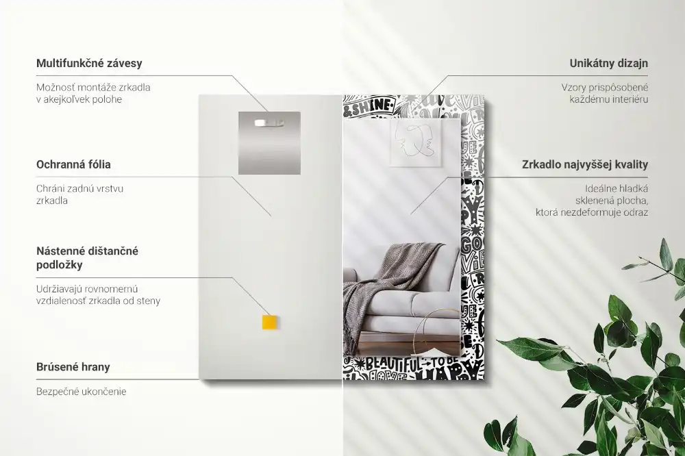 Tiskano pravokotne ogledalo Motivacijski ročno napisani napisi