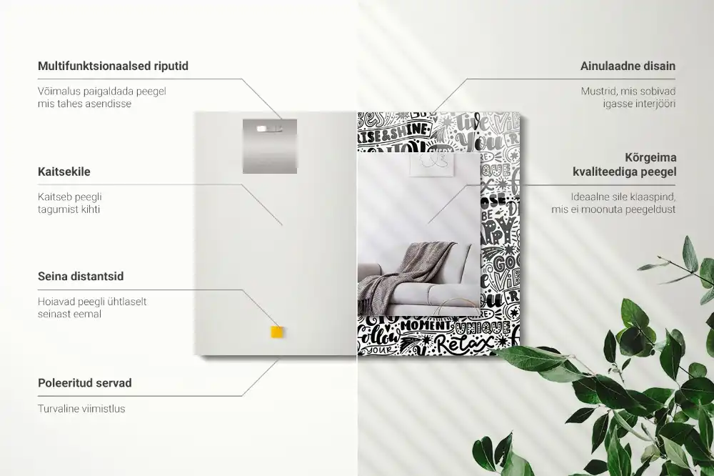 Tiskano pravokotne ogledalo Motivacijski ročno napisani napisi