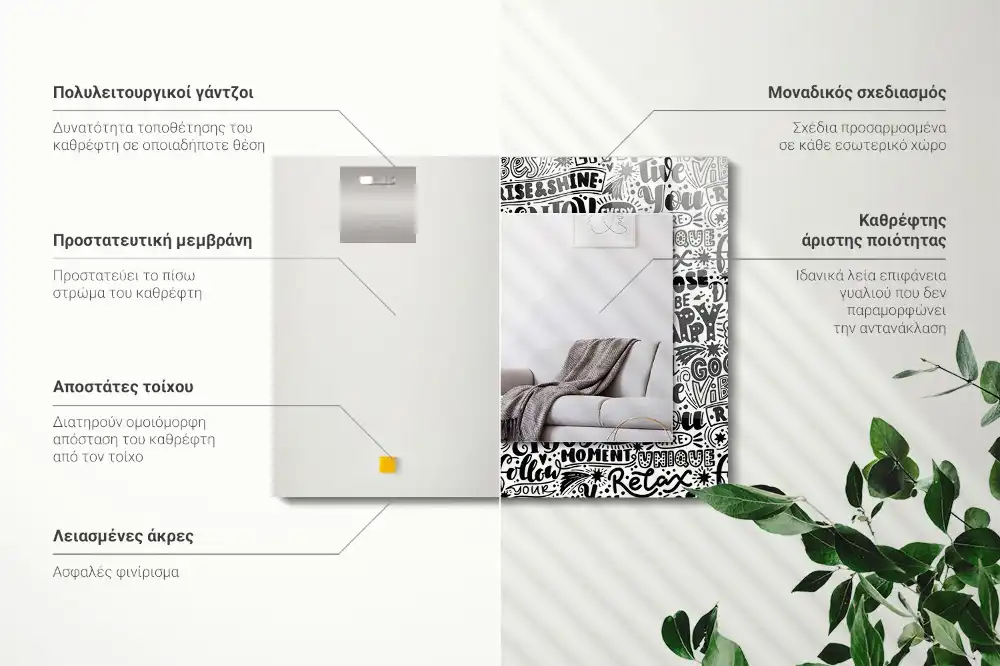 Tiskano pravokotne ogledalo Motivacijski ročno napisani napisi