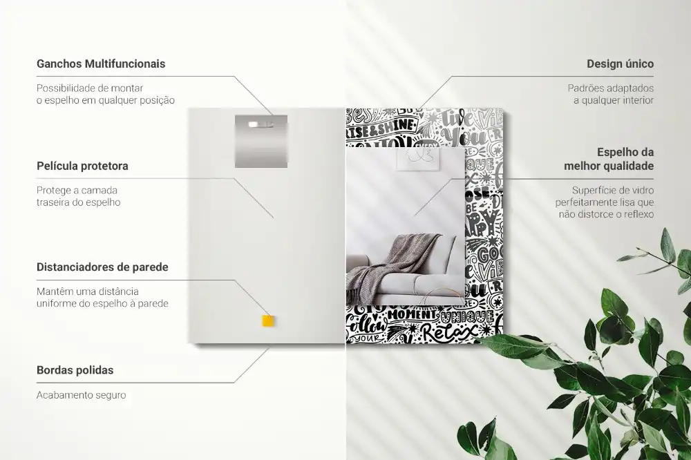 Tiskano pravokotne ogledalo Motivacijski ročno napisani napisi