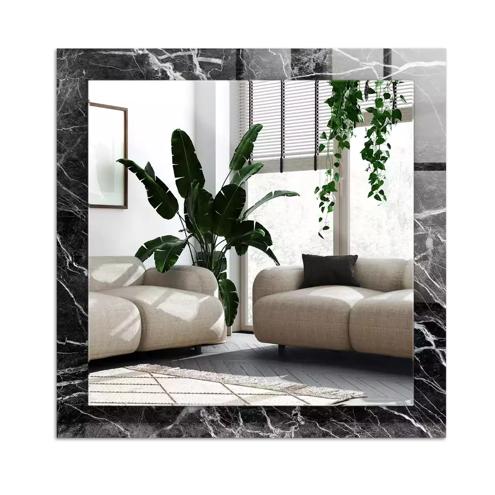 Pravokotne okrasno ogledalo Črni marmor