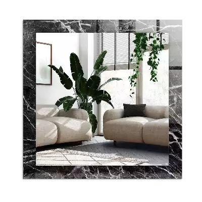 Pravokotne okrasno ogledalo Črni marmor