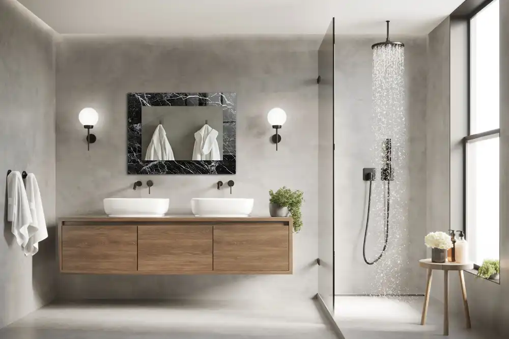 Pravokotne okrasno ogledalo Črni marmor