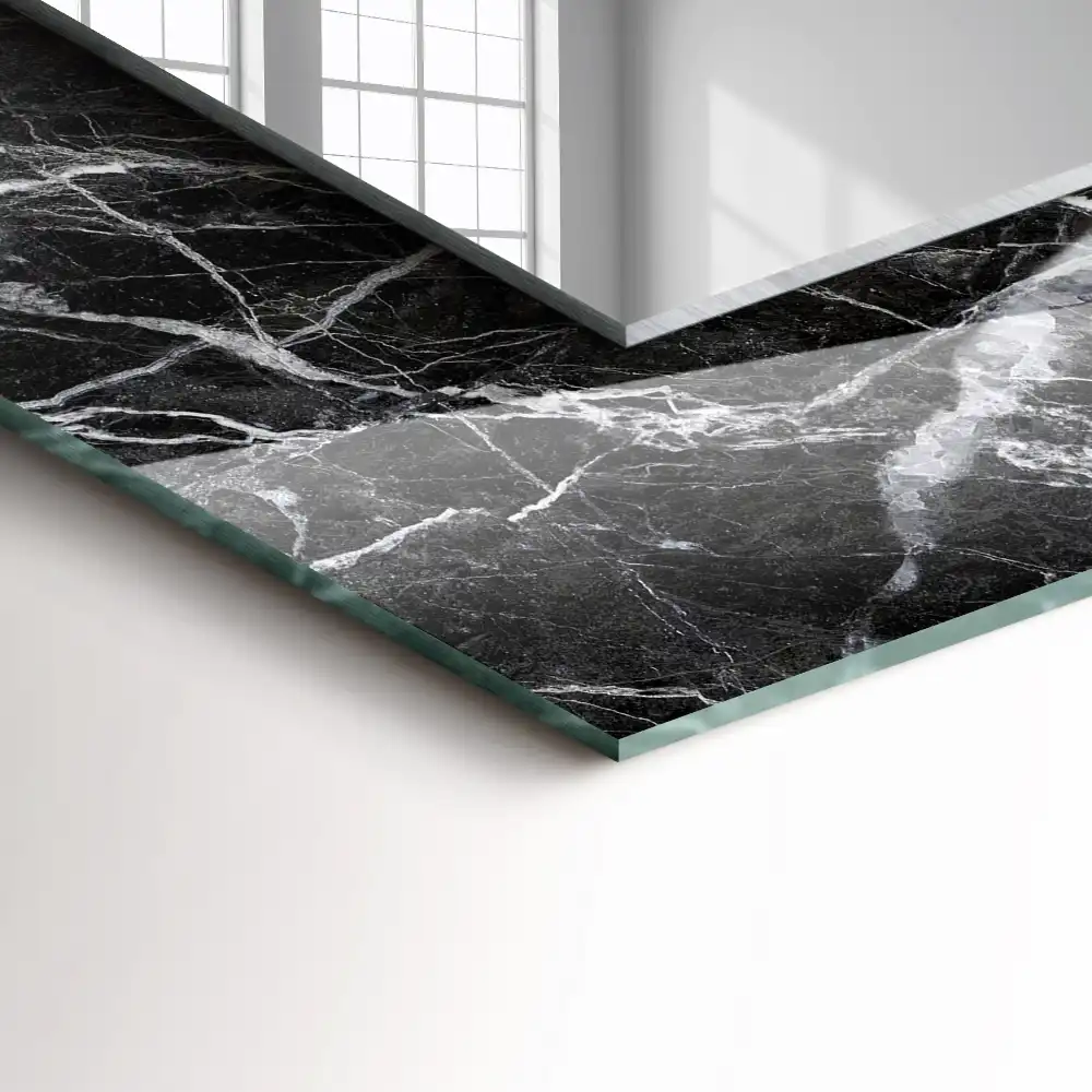 Pravokotne okrasno ogledalo Črni marmor