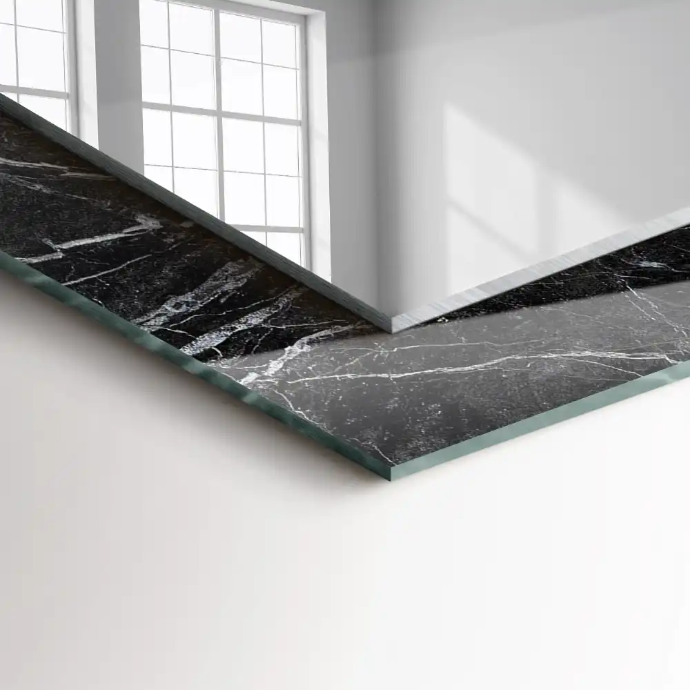 Pravokotne okrasno ogledalo Črni marmor