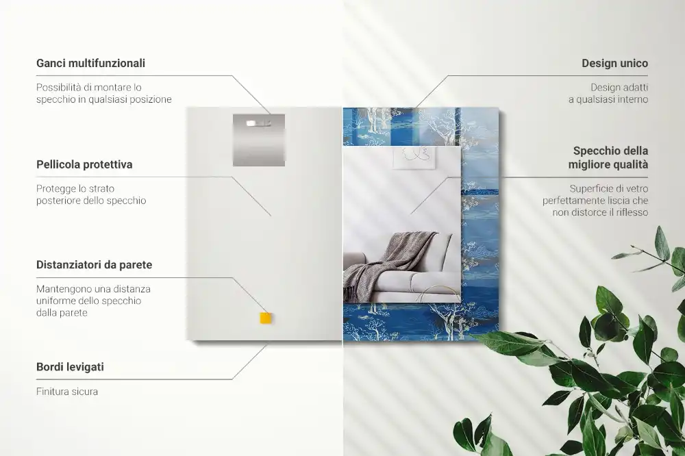 Tiskano pravokotne ogledalo Drevesna pokrajina