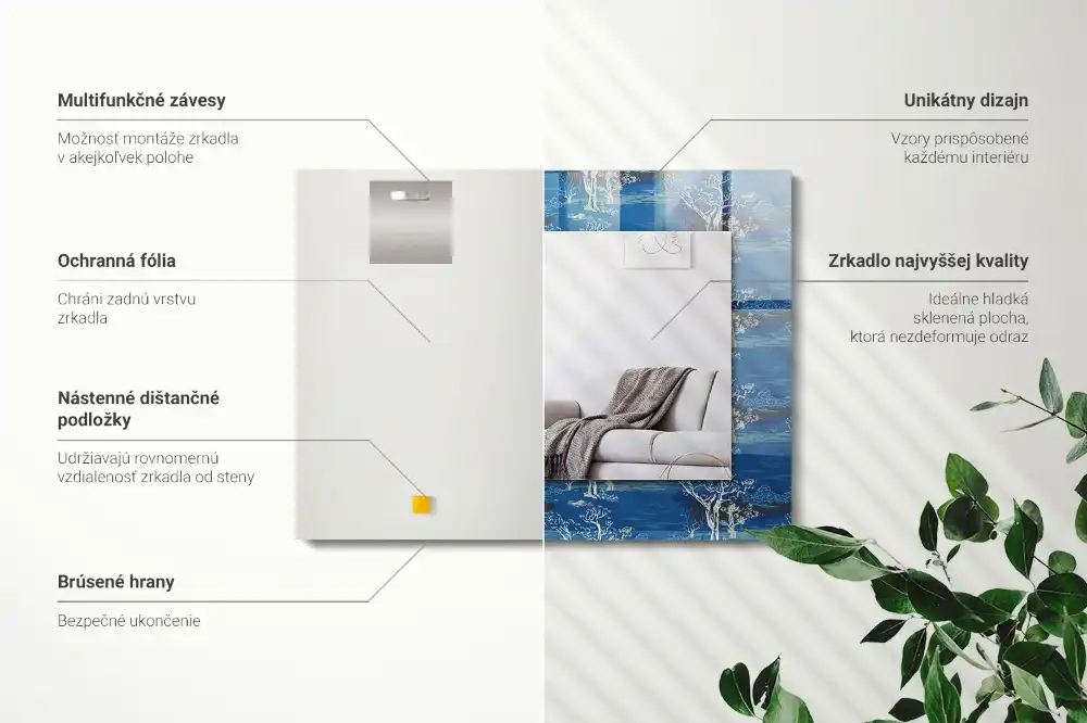 Tiskano pravokotne ogledalo Drevesna pokrajina