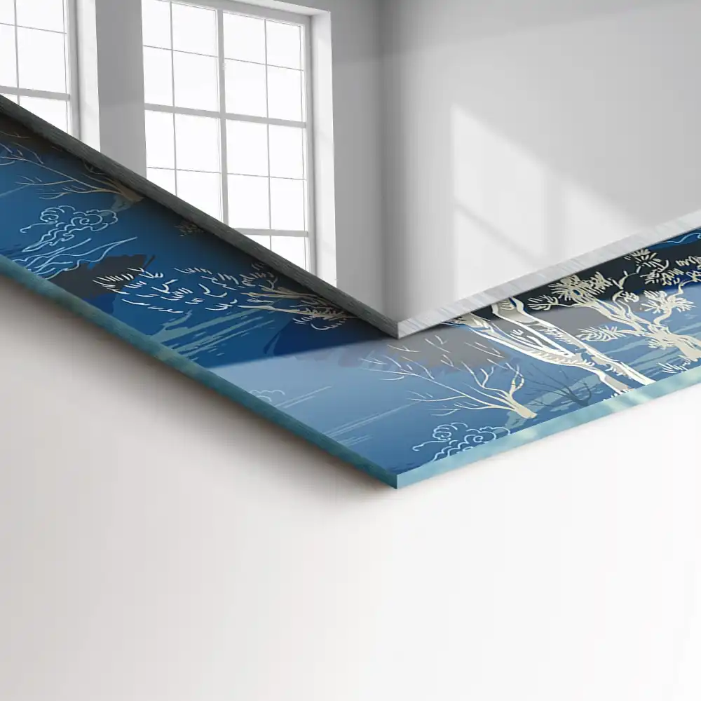 Tiskano pravokotne ogledalo Drevesna pokrajina