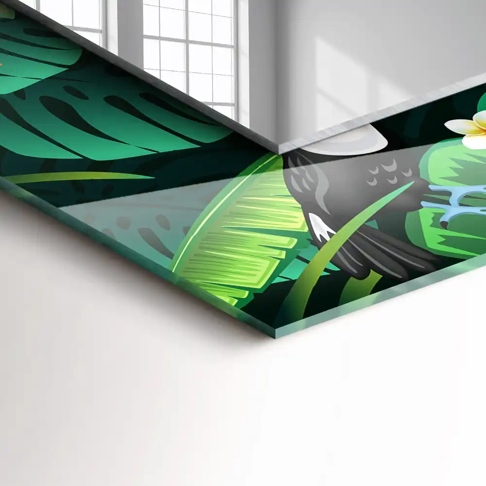 Pravokotne okrasno ogledalo Tukani zapuščajo džunglo