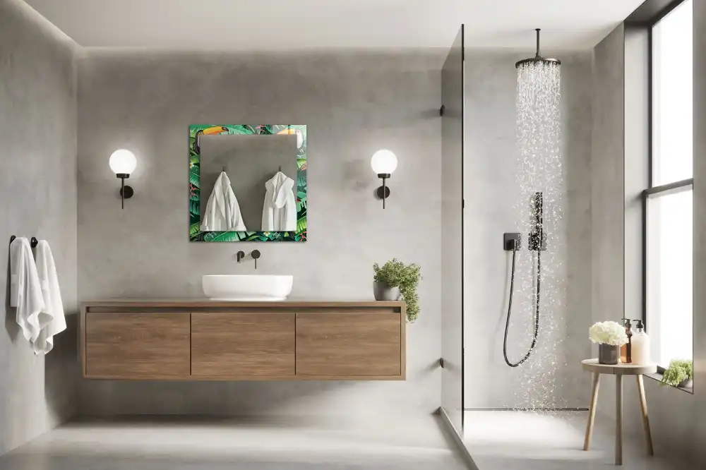 Pravokotne okrasno ogledalo Tukani zapuščajo džunglo