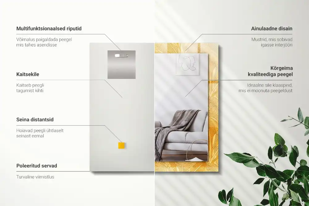 Tiskano pravokotne ogledalo Vzorec oranžnih listov