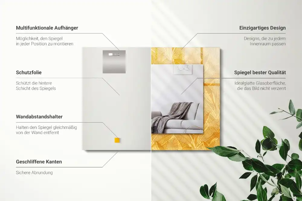 Tiskano pravokotne ogledalo Vzorec oranžnih listov