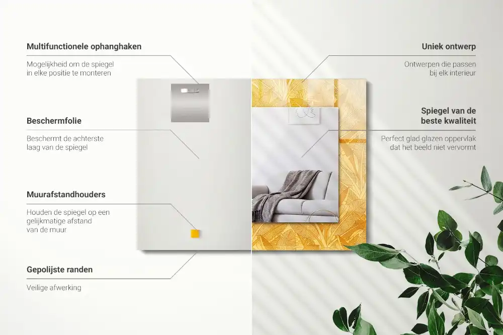 Tiskano pravokotne ogledalo Vzorec oranžnih listov