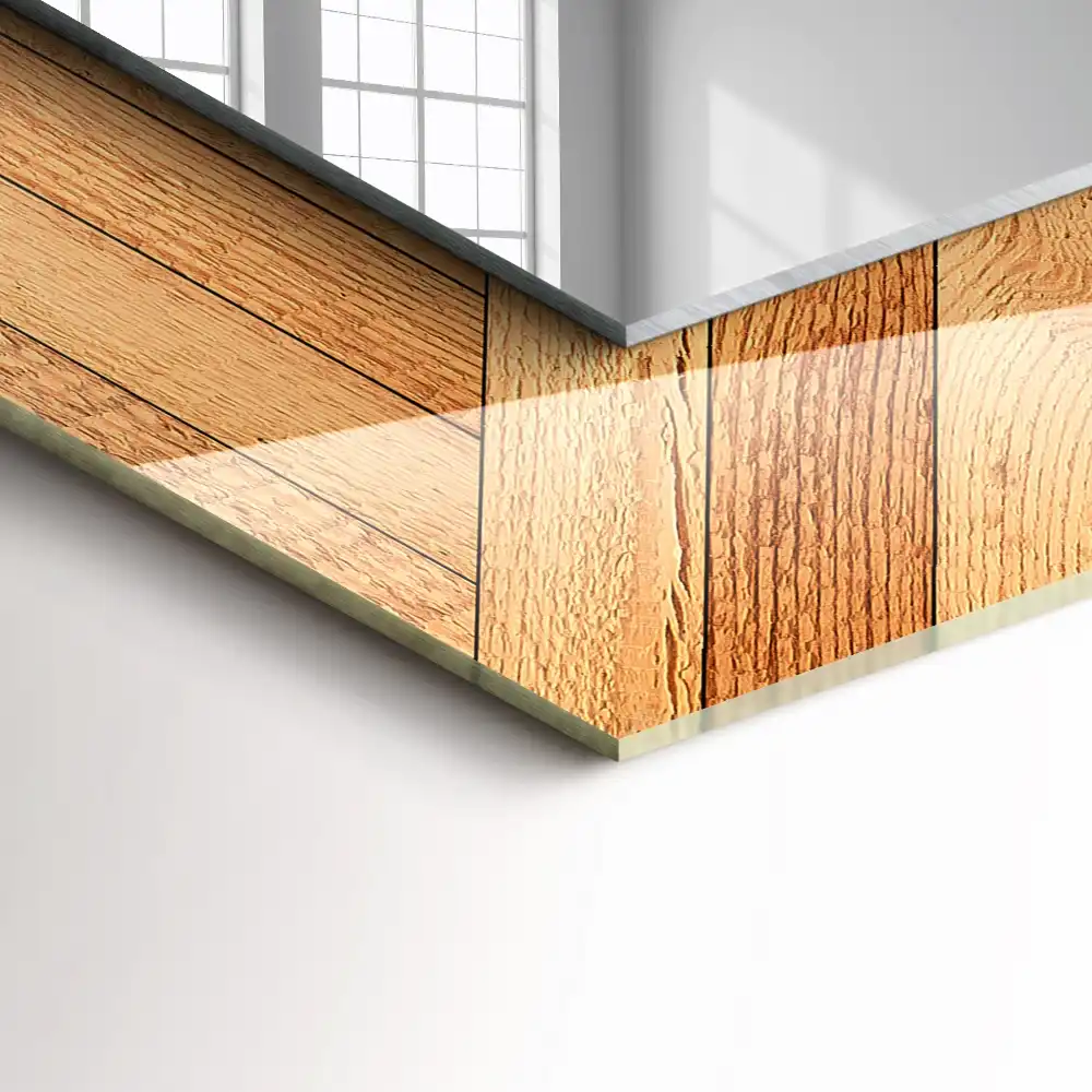 Pravokotne ogledalo s potiskanim okvirjem Leseni parket