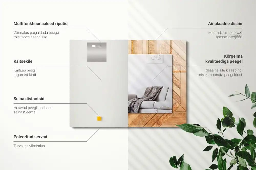 Pravokotne ogledalo s potiskanim okvirjem Leseni parket