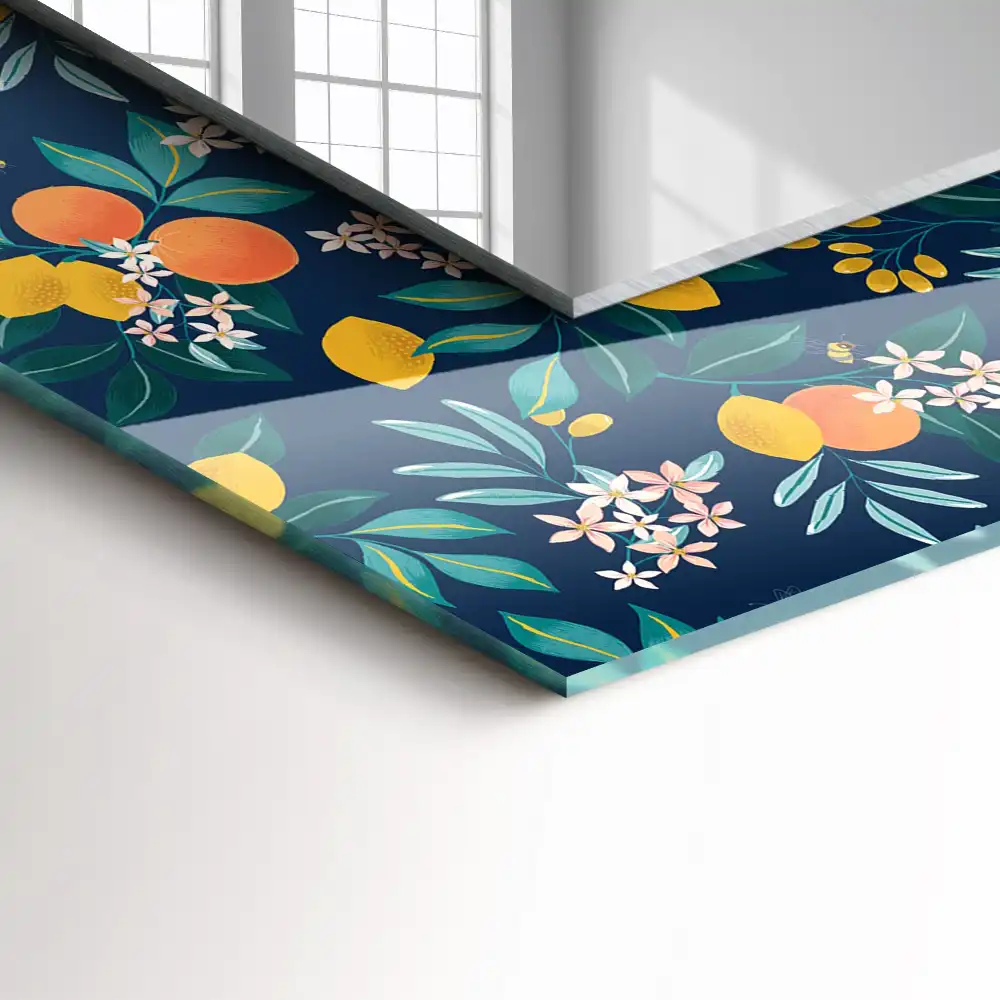 Pravokotne okrasno ogledalo Rože in sadje