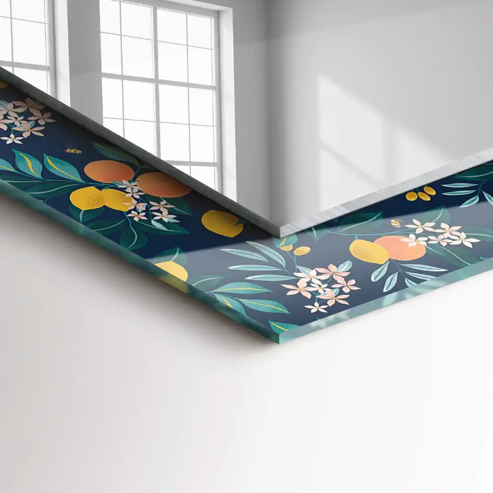 Pravokotne okrasno ogledalo Rože in sadje