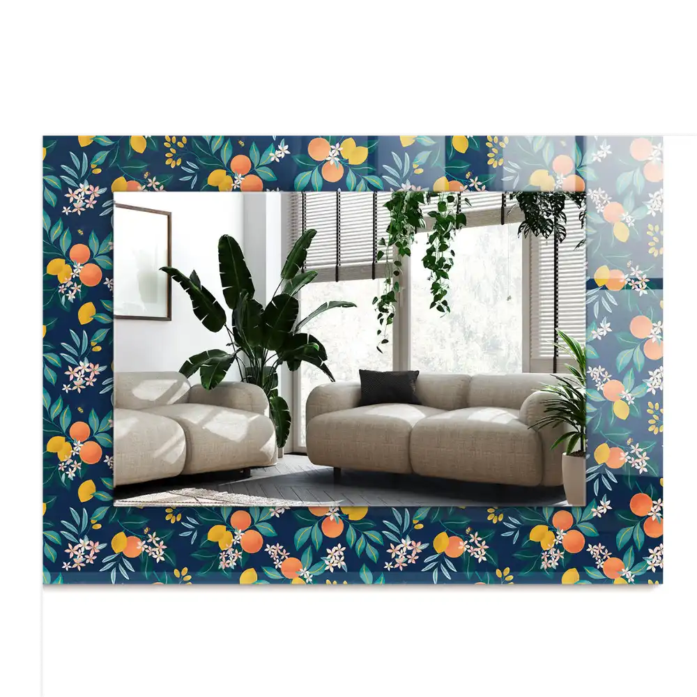 Pravokotne okrasno ogledalo Rože in sadje