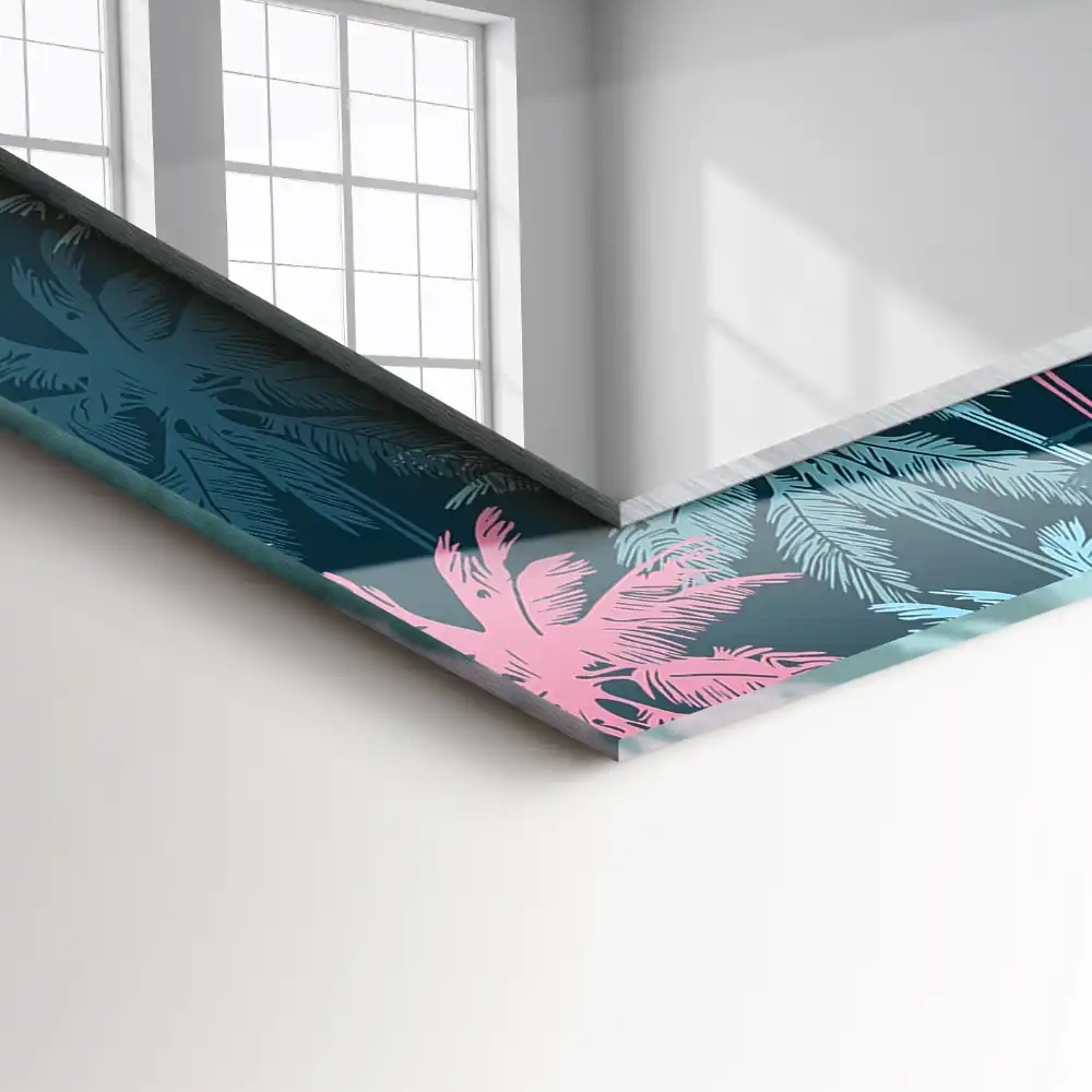 Tiskano pravokotne ogledalo Barvit vzorec palme