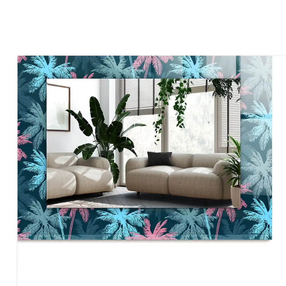 Tiskano pravokotne ogledalo Barvit vzorec palme