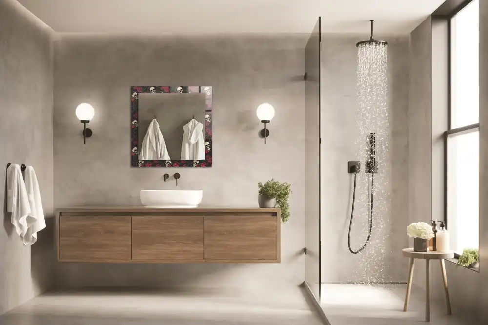 Pravokotne okrasno ogledalo Lobanje vrtnice trni