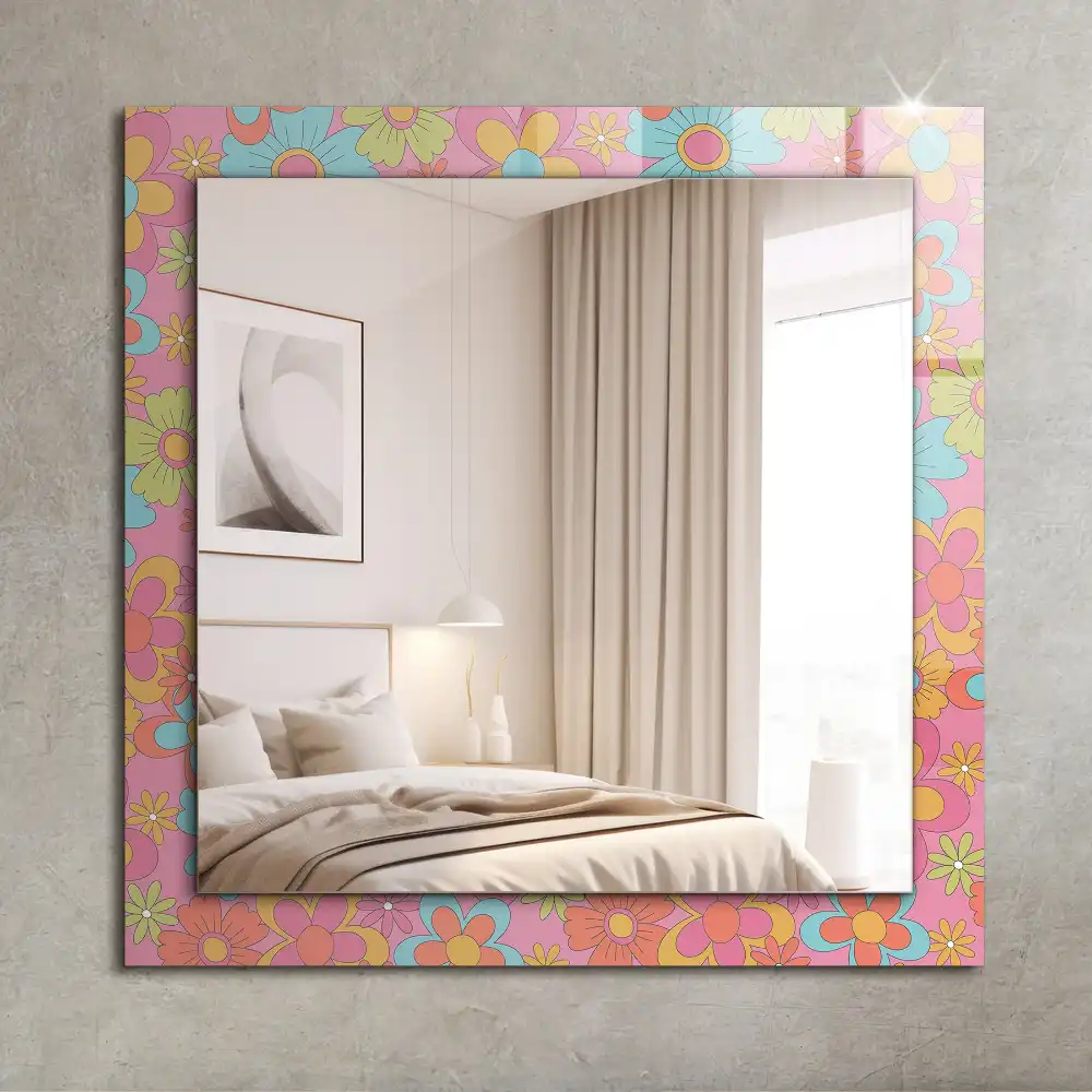 Tiskano pravokotne ogledalo Barvit cvetlični žleb