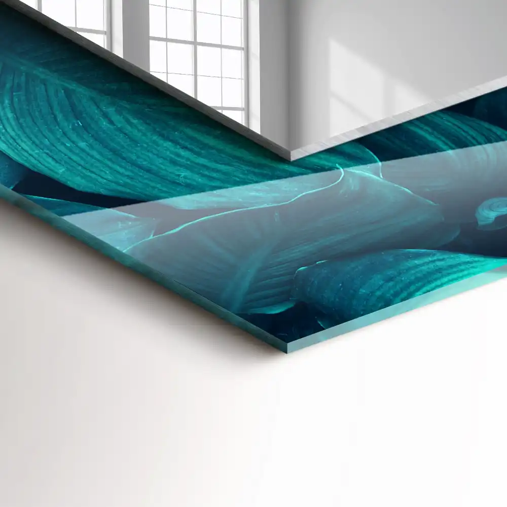 Pravokotne okrasno ogledalo Zeleni listi