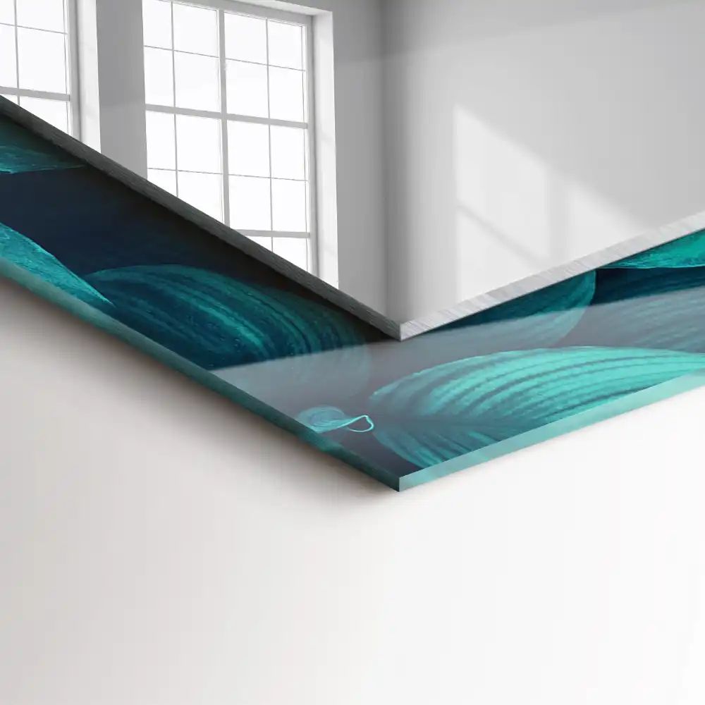 Pravokotne okrasno ogledalo Zeleni listi