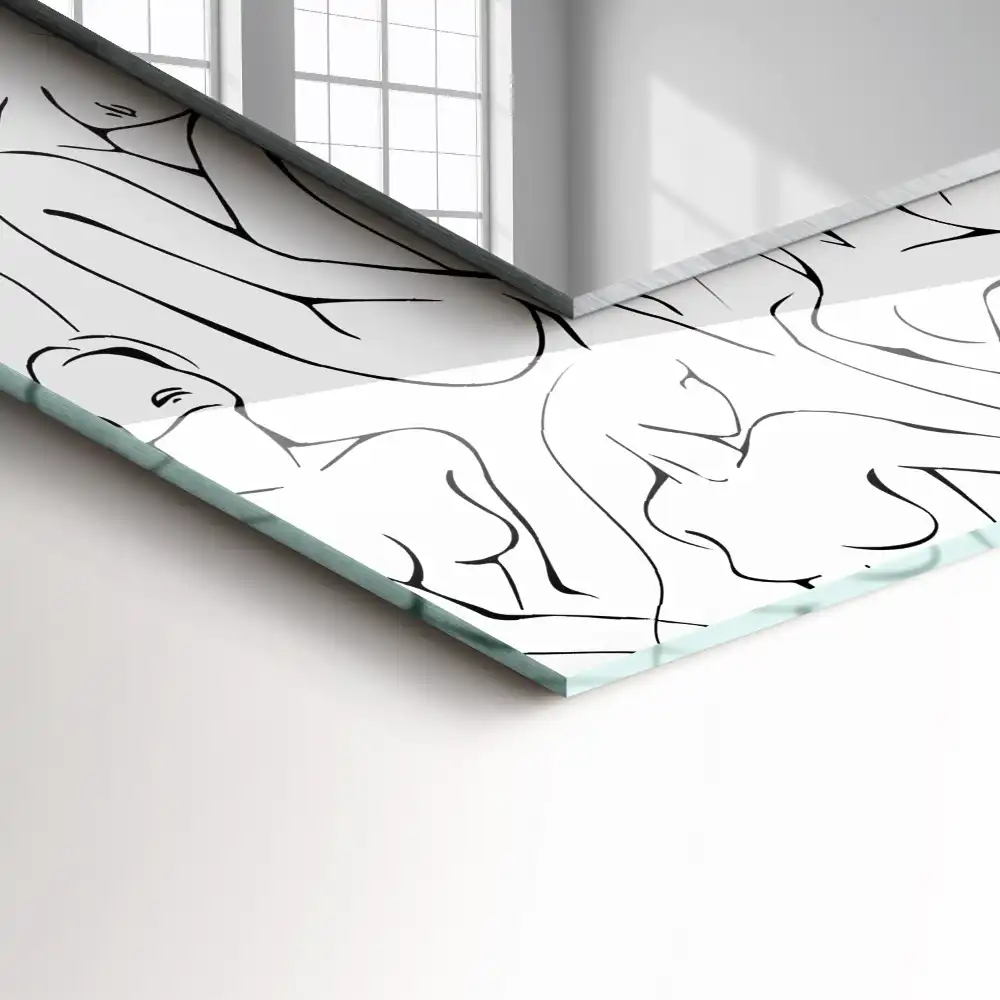 Pravokotne ogledalo s potiskanim okvirjem Skica ženske silhuete