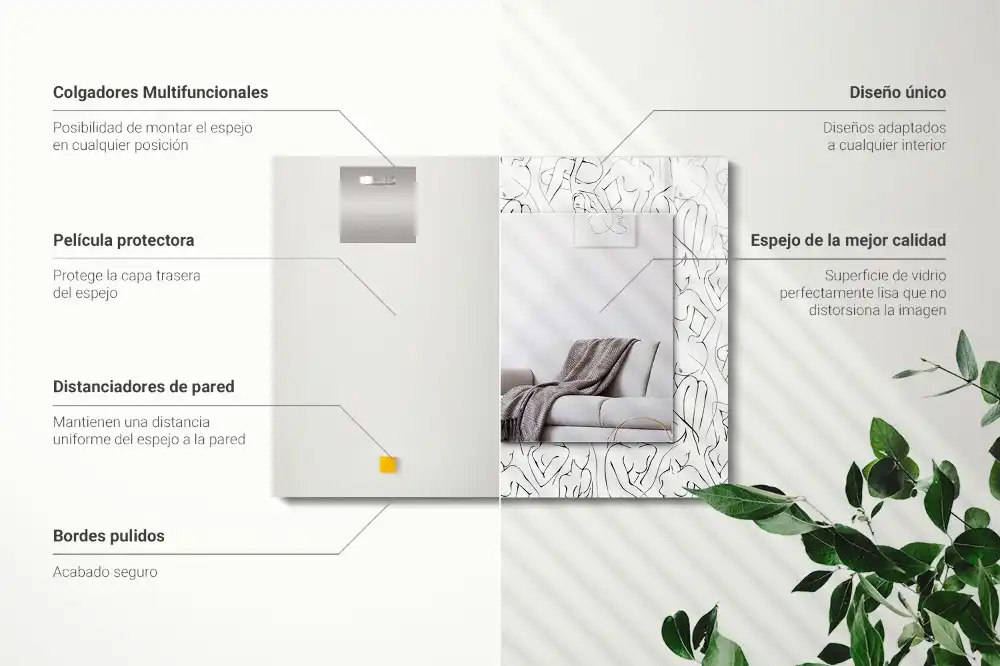 Pravokotne ogledalo s potiskanim okvirjem Skica ženske silhuete