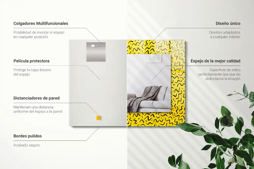 Tiskano pravokotne ogledalo Rumen abstraktni vzorec