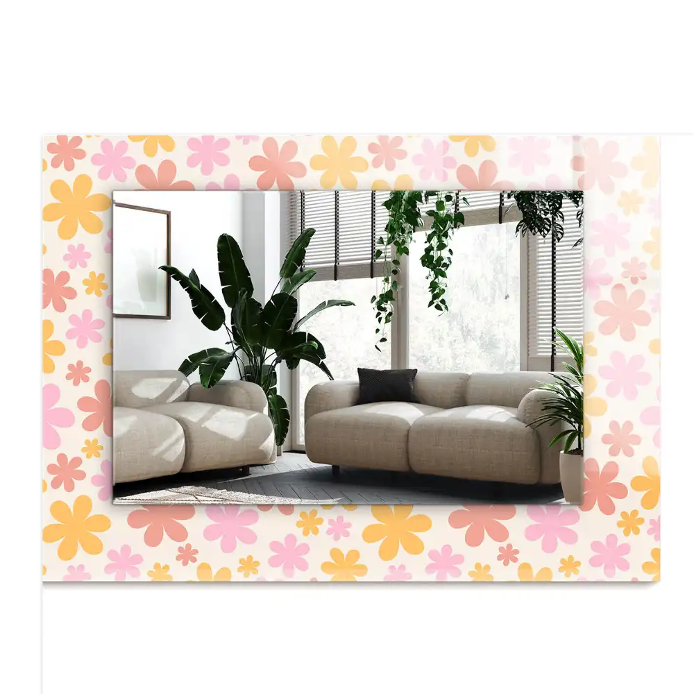 Pravokotne okrasno ogledalo Cvetlični vzorec