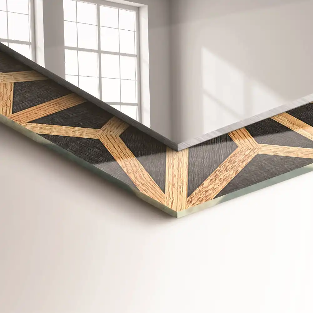 Tiskano pravokotne ogledalo Leseni geometrijski vzorec