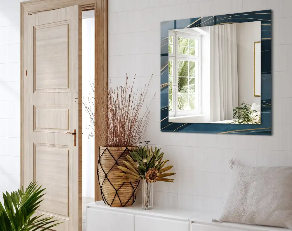 Pravokotne ogledalo s potiskanim okvirjem Abstraktne črte