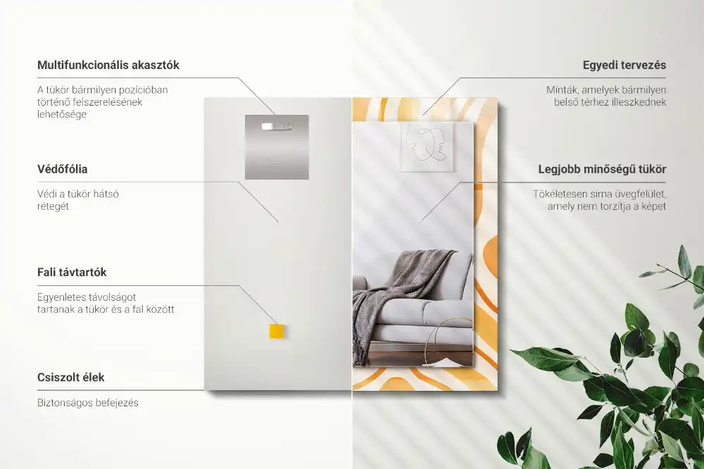 Tiskano pravokotne ogledalo Abstraktni oranžni vzorci