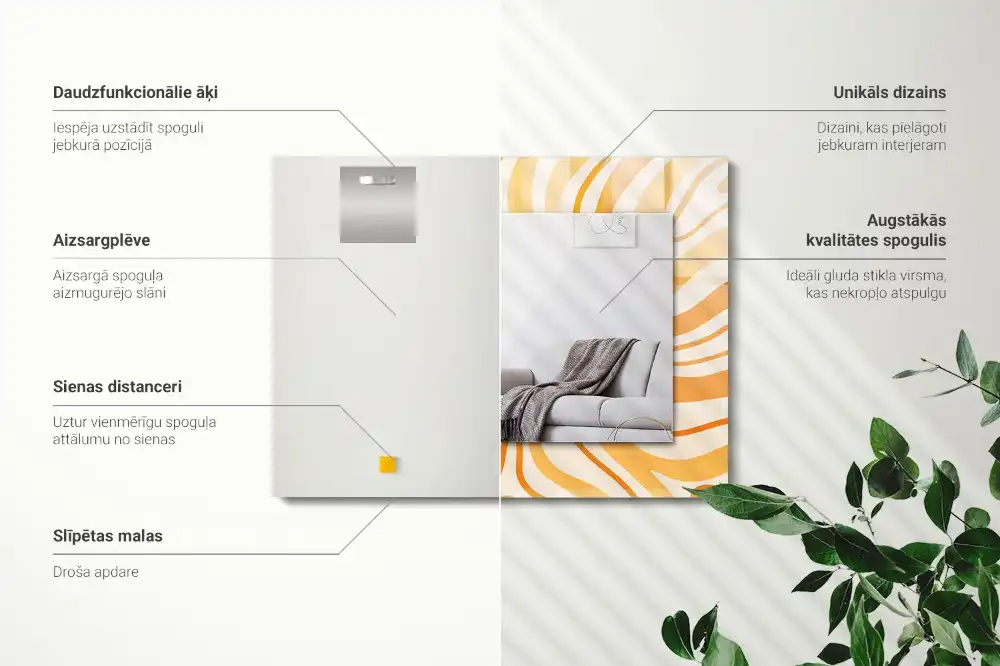 Tiskano pravokotne ogledalo Abstraktni oranžni vzorci