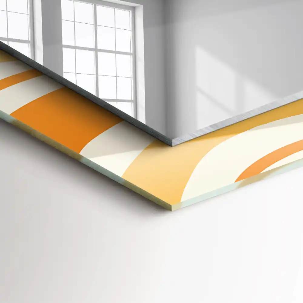 Tiskano pravokotne ogledalo Abstraktni oranžni vzorci