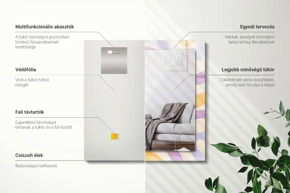 Pravokotne ogledalo s potiskanim okvirjem Abstraktni pisani vzorci