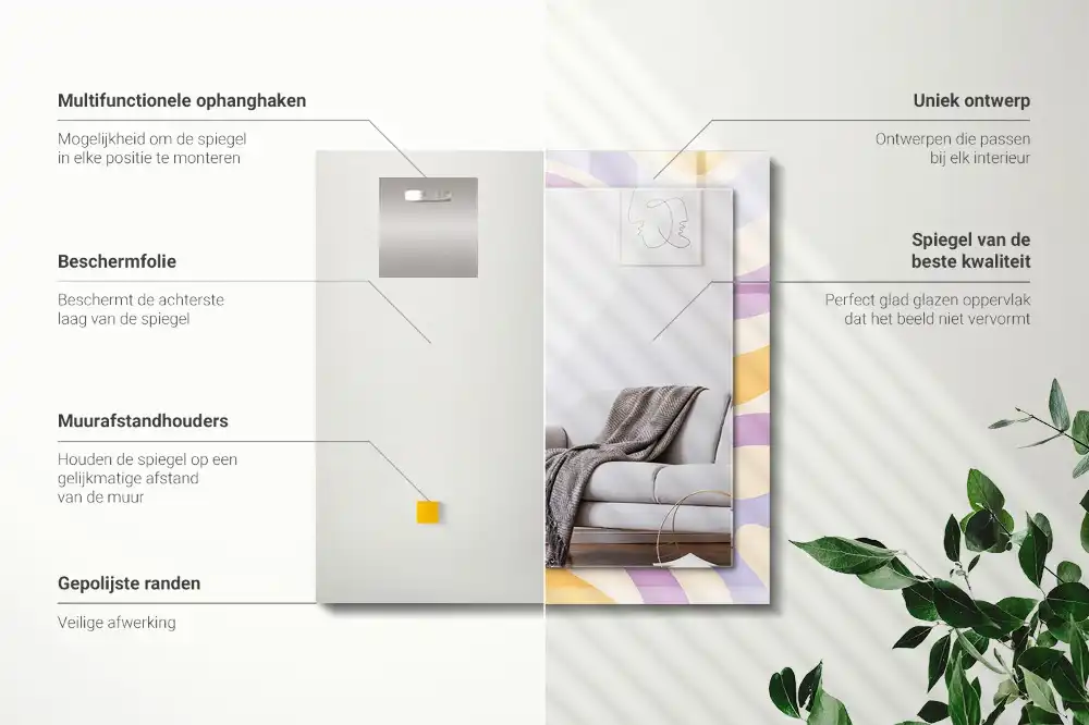 Pravokotne ogledalo s potiskanim okvirjem Abstraktni pisani vzorci