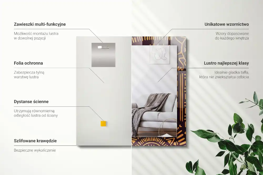 Pravokotne okrasno ogledalo Etnični vzorec