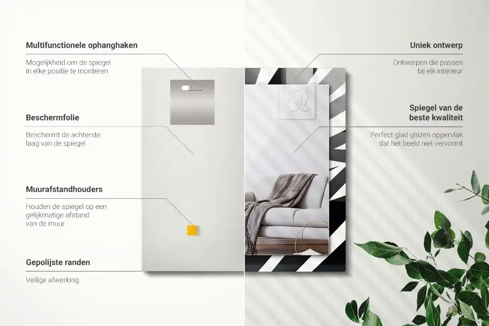 Tiskano pravokotne ogledalo Črno-bela geometrija