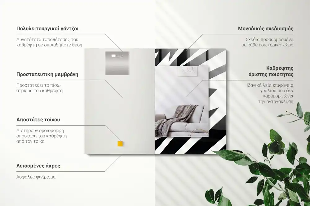 Tiskano pravokotne ogledalo Črno-bela geometrija