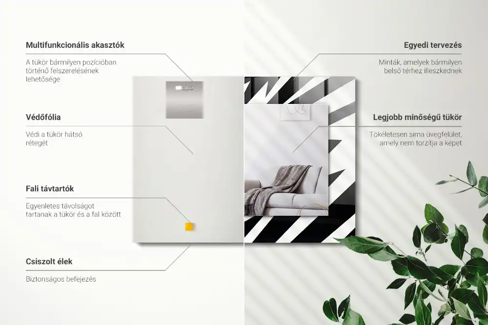 Tiskano pravokotne ogledalo Črno-bela geometrija