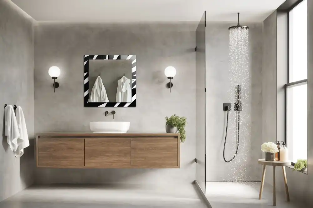 Tiskano pravokotne ogledalo Črno-bela geometrija